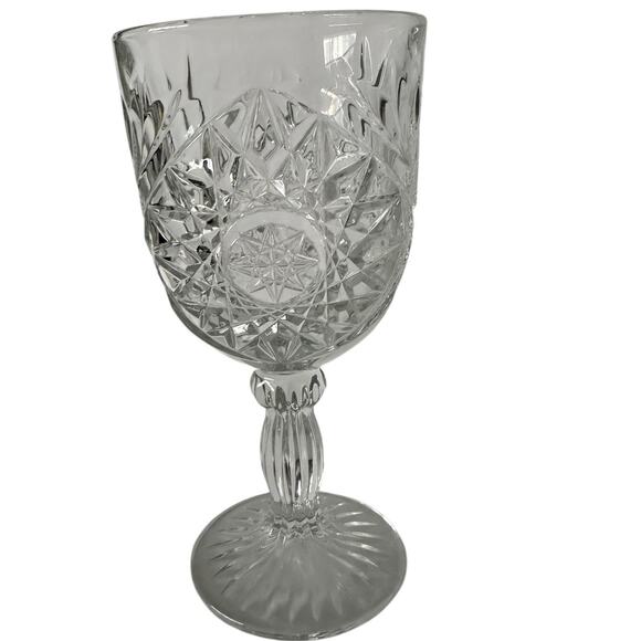 Vintage Hobstar Star Burst Glass Wine Water Goblets Set Of Four 4 - Picture 4 of 15